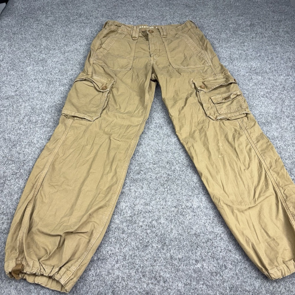 American Eagle Pants Women's 6 Baggy Jogger Khaki Stretch Cargo Utility Tactical